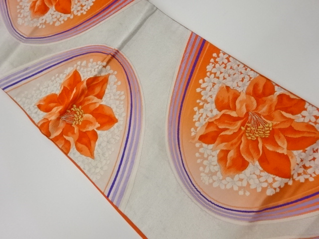 JAPANESE KIMONO / VINTAGE FUKURO OBI / WOVEN FLOWER & WAVY STRIPE